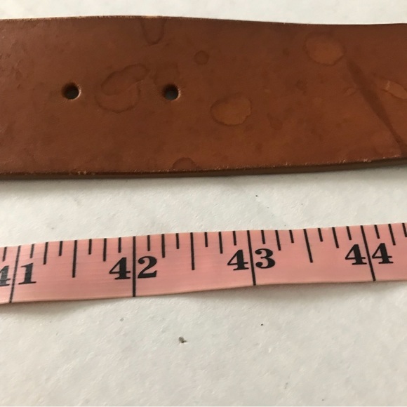 RENZA Italian Luxury Belt Asymmetrical Wide Saddle Brown Leather Brass Buckle - Picture 8 of 11